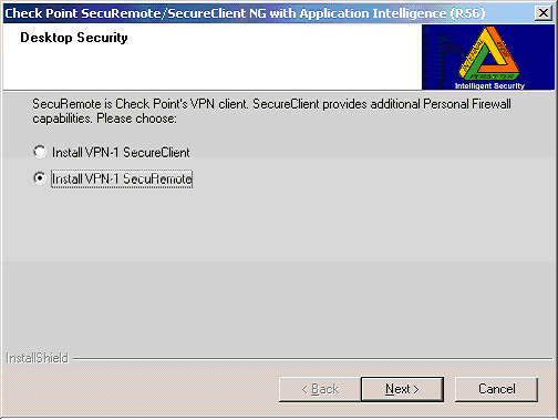 SecuRemote Install Screen